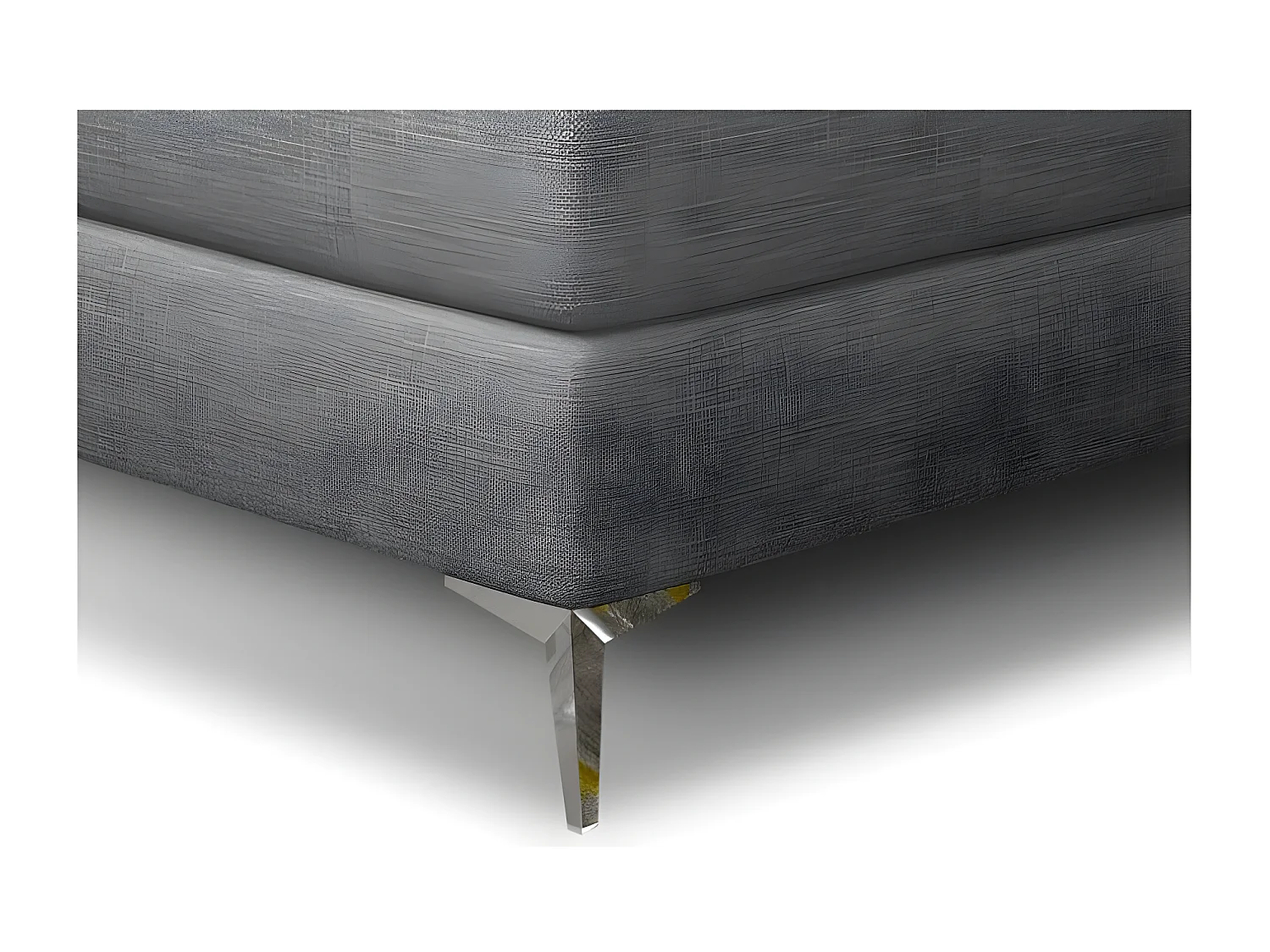 Lit design continental avec tête de lit capitonnée strass tissu gris Banky-160x200