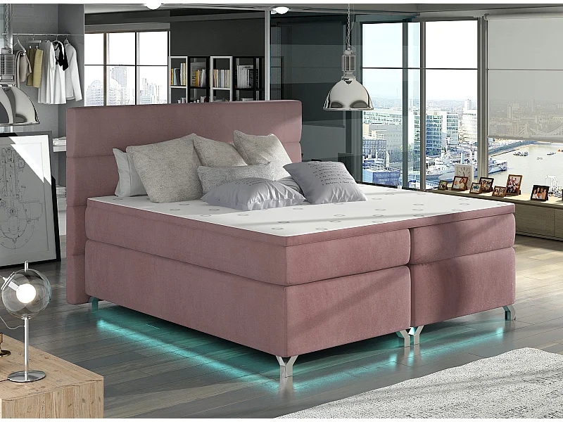 Lit boxspring 140x200 tissu velours Mador