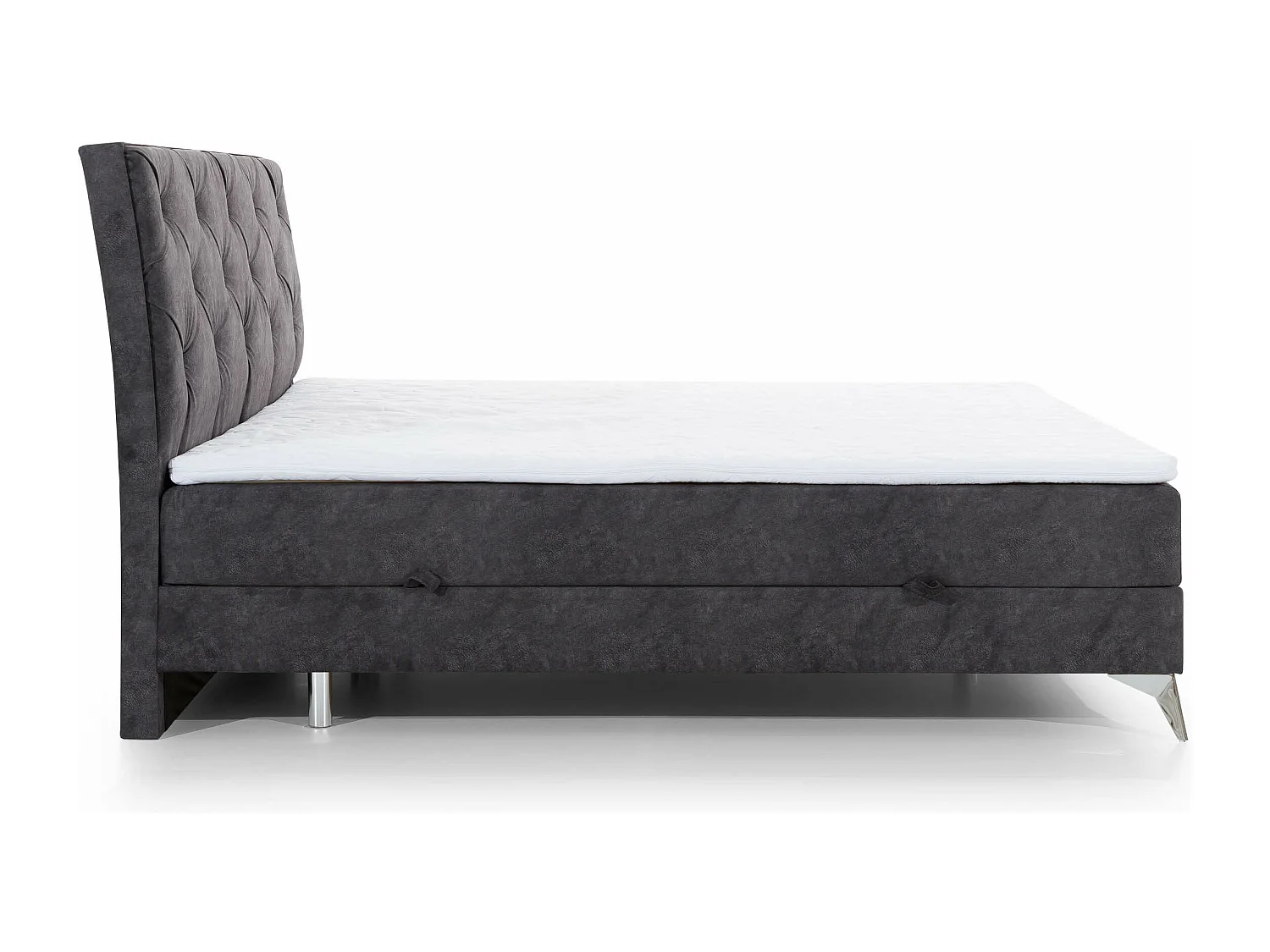 Lit design continental avec tête de lit capitonnée strass simili cuir beige clair Banky-180x200