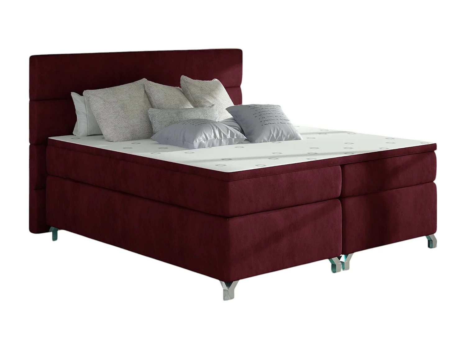 Lit boxspring 180x200 tissu bordeaux Mador