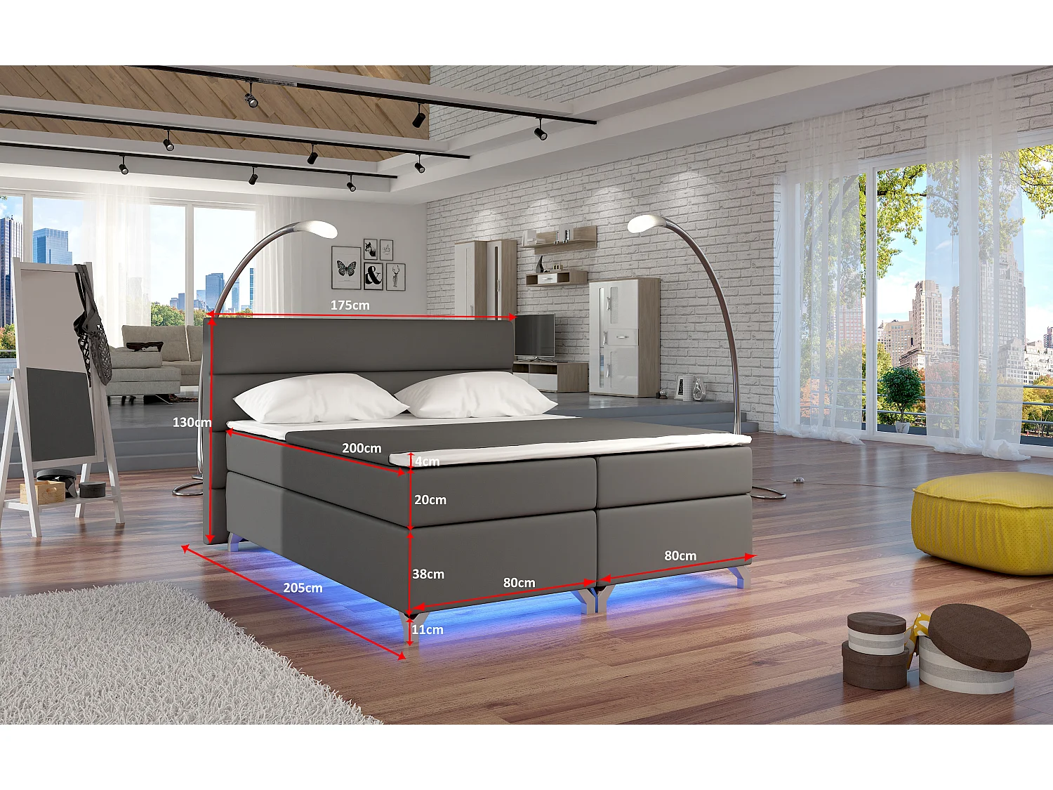 Boxspringbed 160x200 cm marineblauw stof Balfor