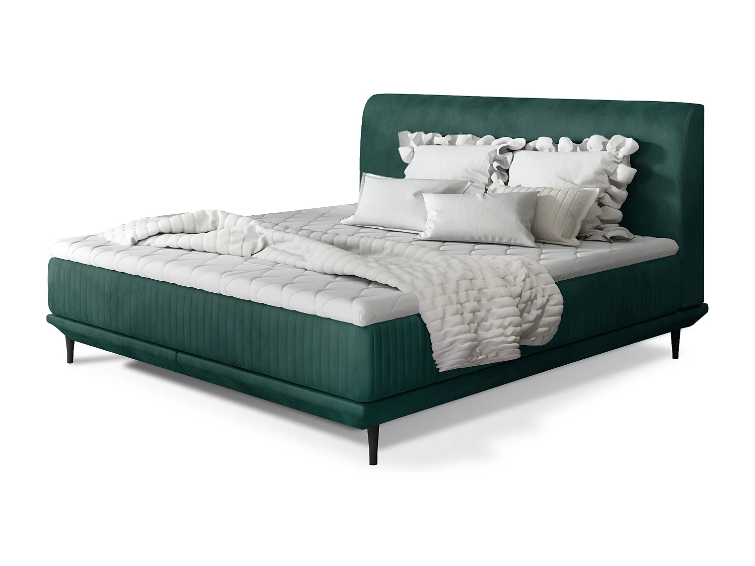 Boxspringbed 140x200 cm groen fluwelen boxspring en matras inclusief Mastera