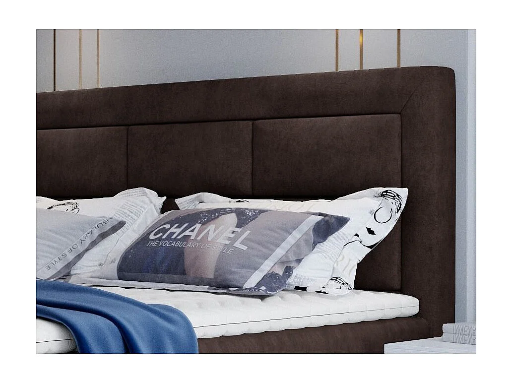 Lit continental tissu marron Balore-Couchage 160x200 cm
