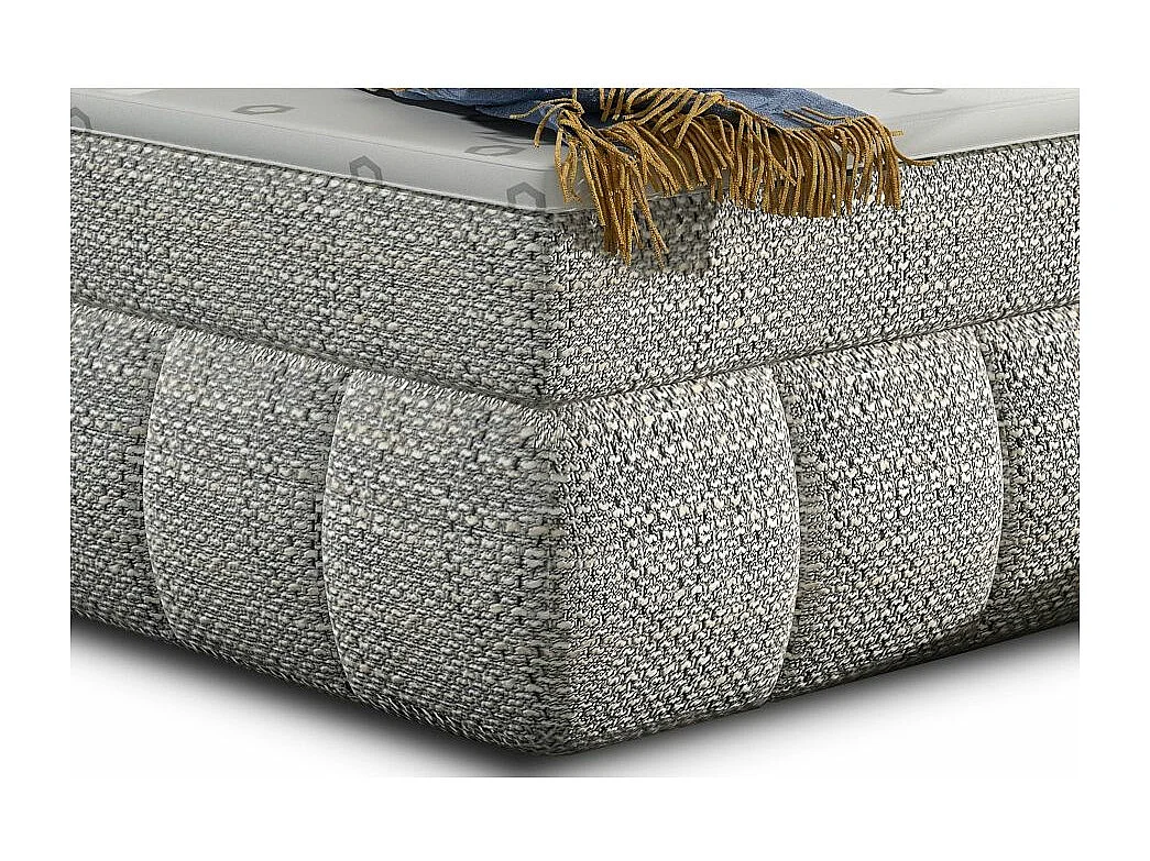 Lit continental matelassé tissu gris clair chiné Florencia-180x200