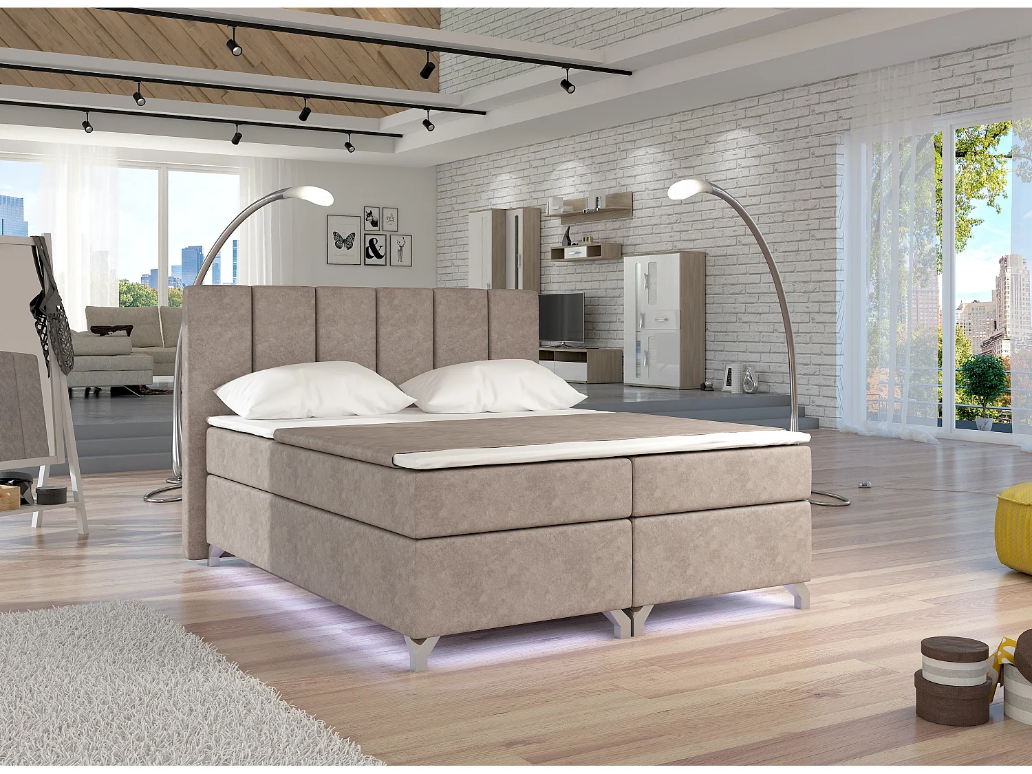 Boxspringbed 160x200 cm beige stof Balfor