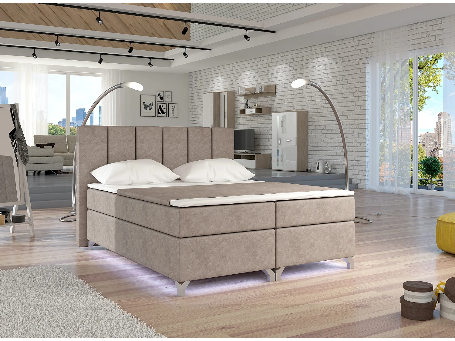 Boxspringbed 180x200 cm beige stof Balfor