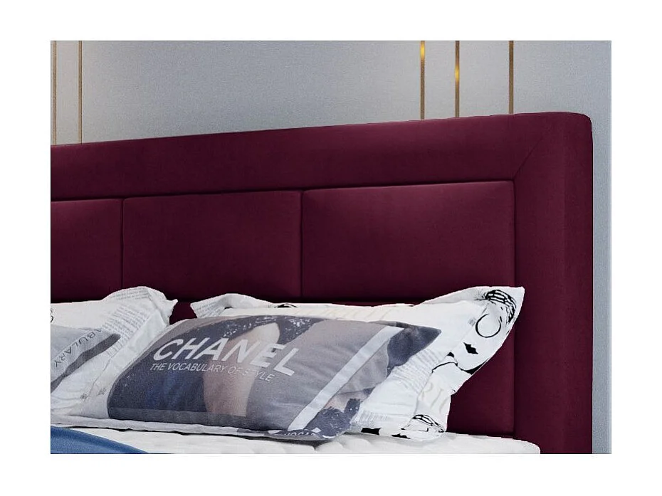 Lit continental velours prune Balore-Couchage 180x200 cm