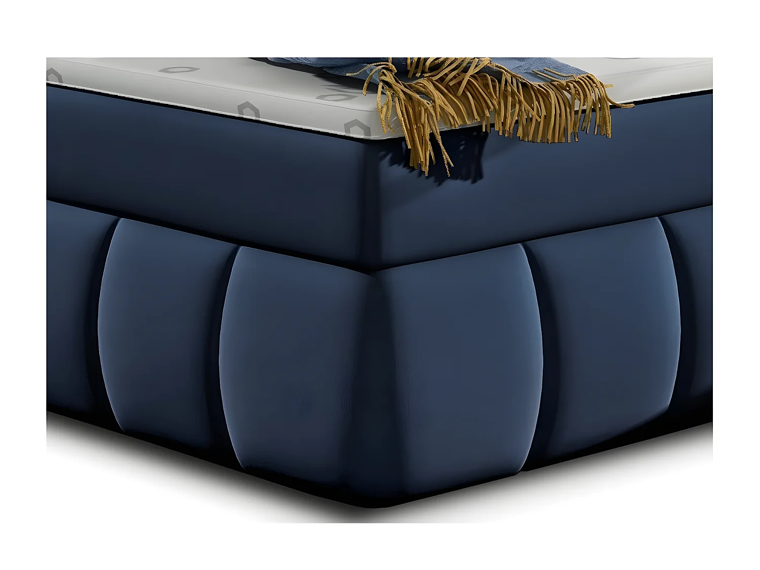 Lit continental matelassé simili cuir bleu Florencia-180x200