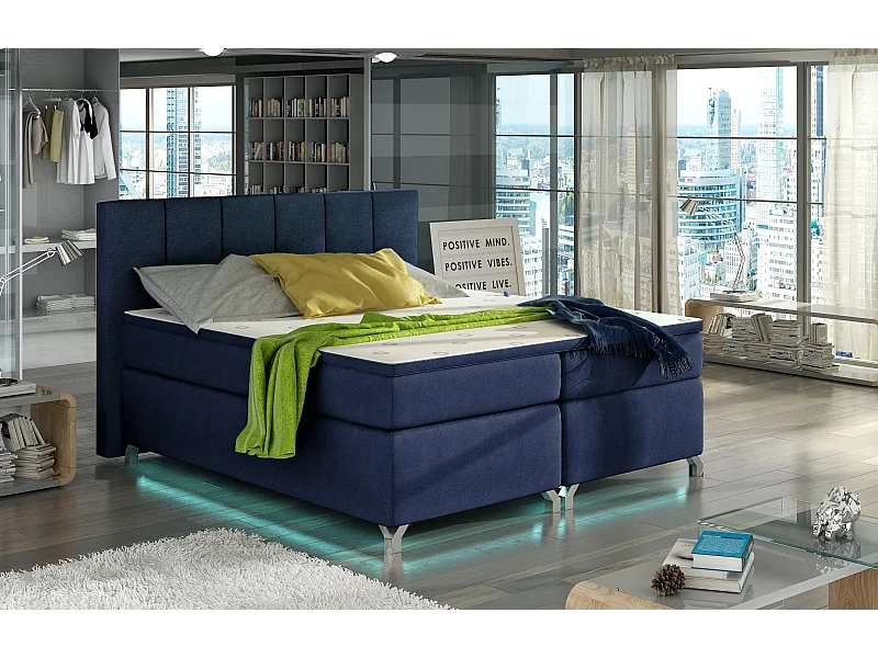 Boxspringbed 140x200 cm marineblauw stof Balfor