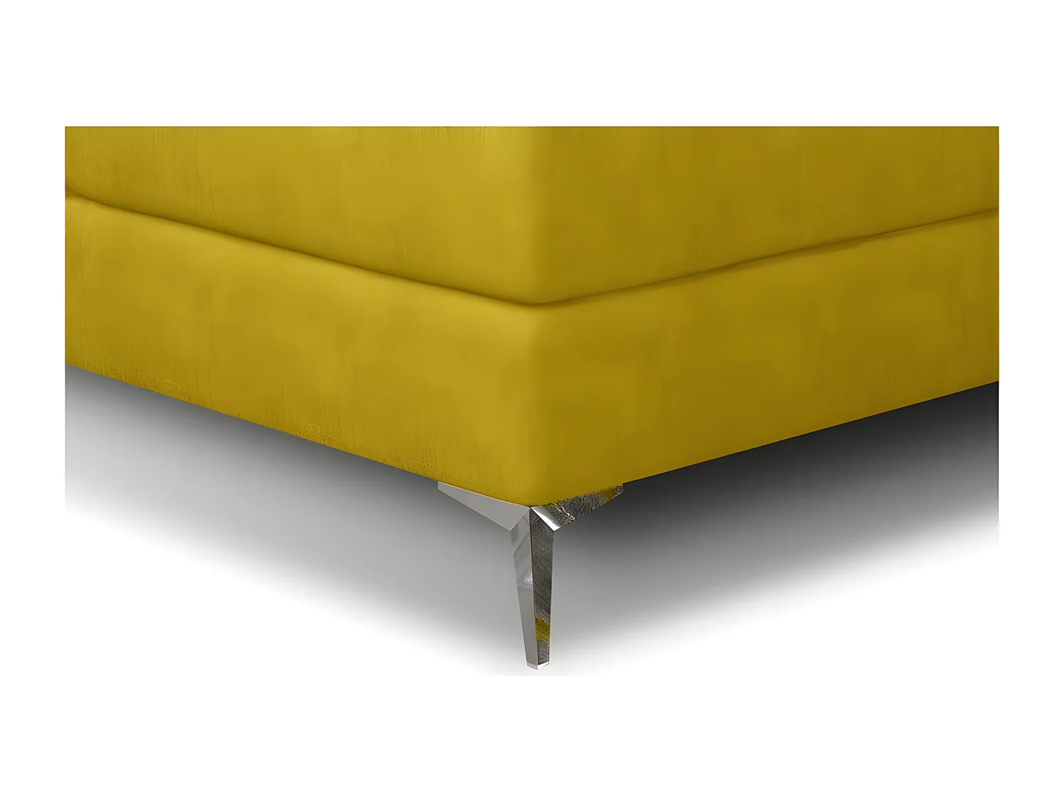Lit design continental avec tête de lit capitonnée strass tissu jaune olive Banky-160x200