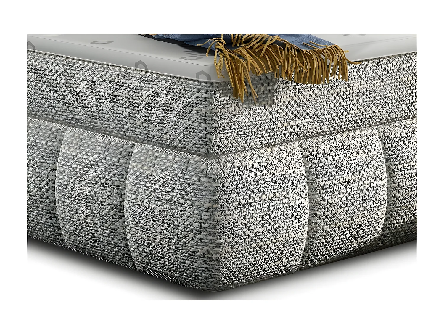 Lit continental matelassé tissu gris clair chiné Florencia-140x200