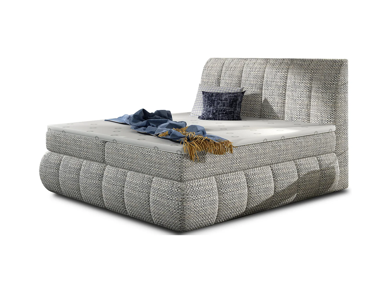 Lit continental matelassé tissu gris clair chiné Florencia-140x200