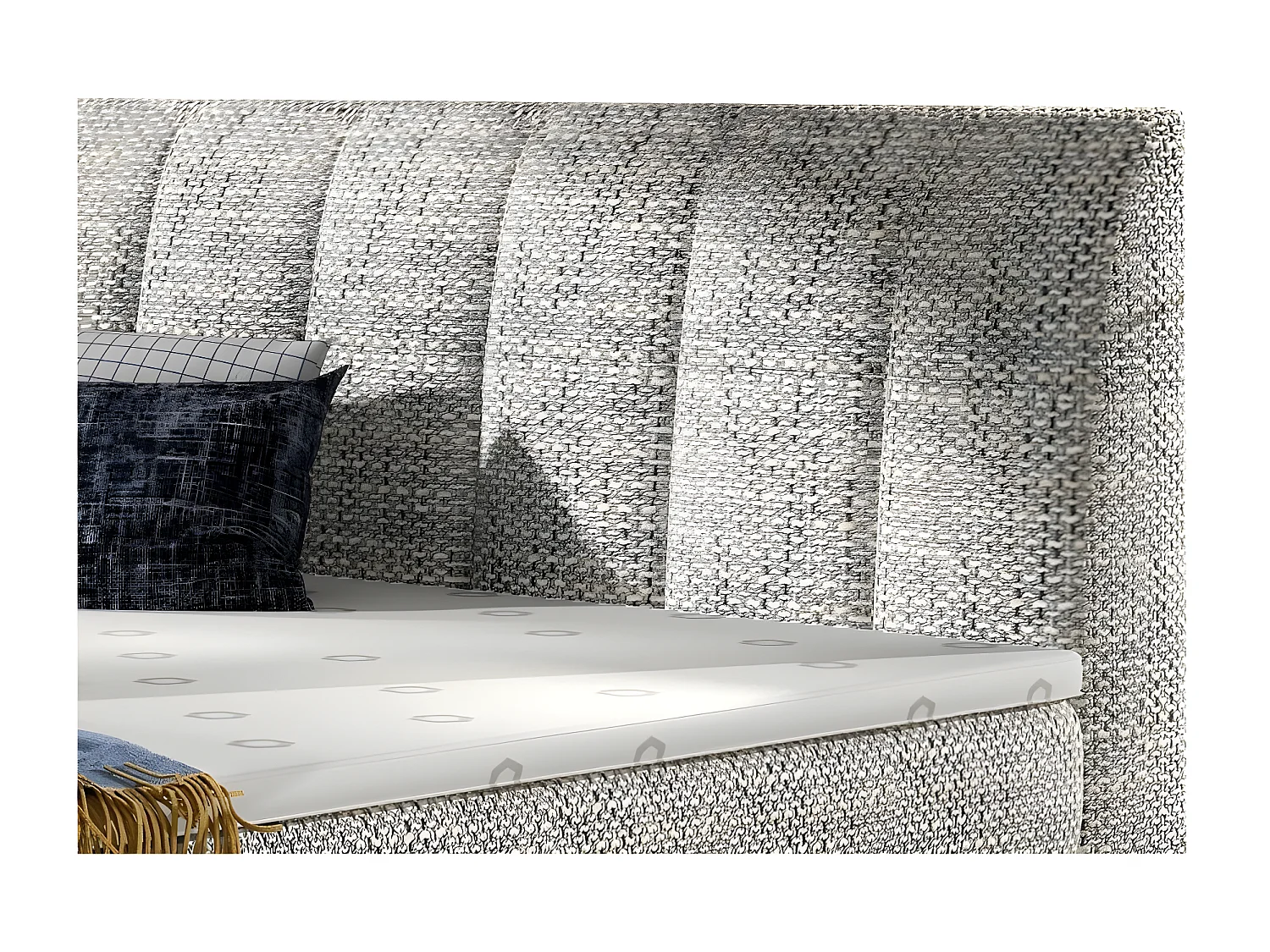 Lit continental matelassé tissu gris clair chiné Florencia-140x200