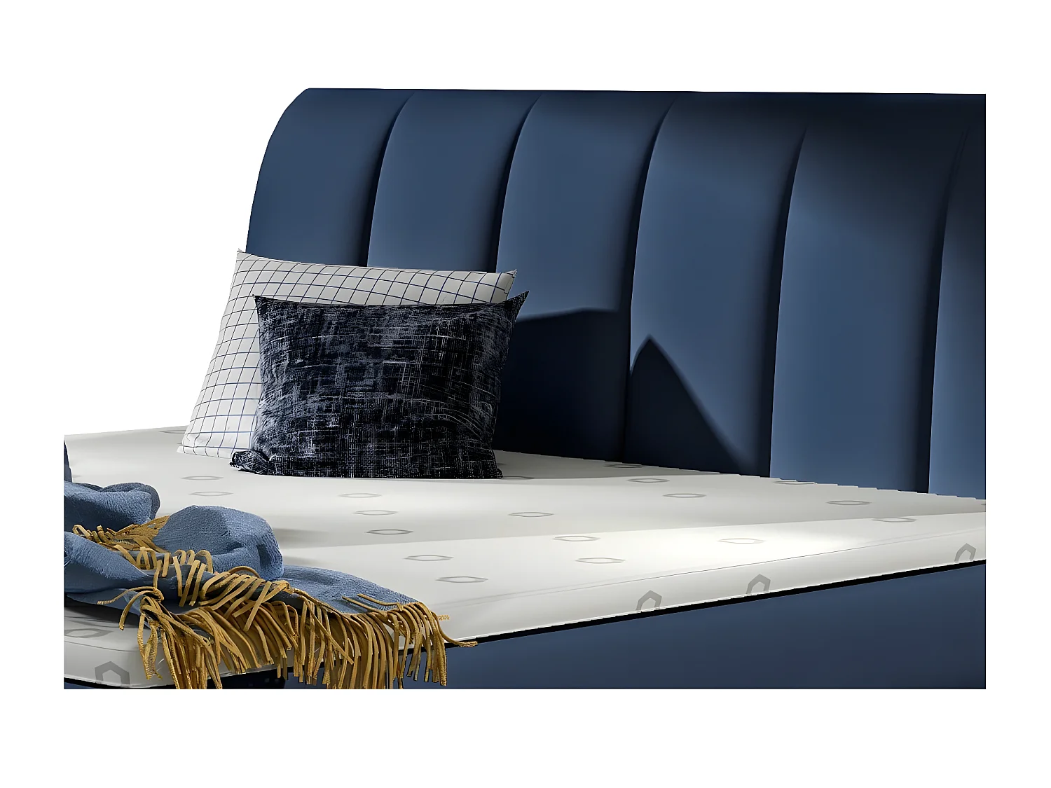 Lit continental matelassé simili cuir bleu Florencia-140x200