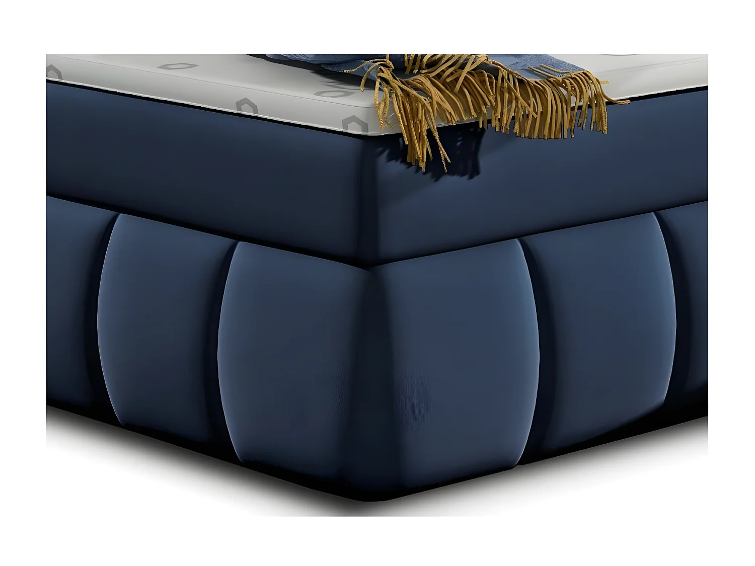 Lit continental matelassé simili cuir bleu Florencia-140x200