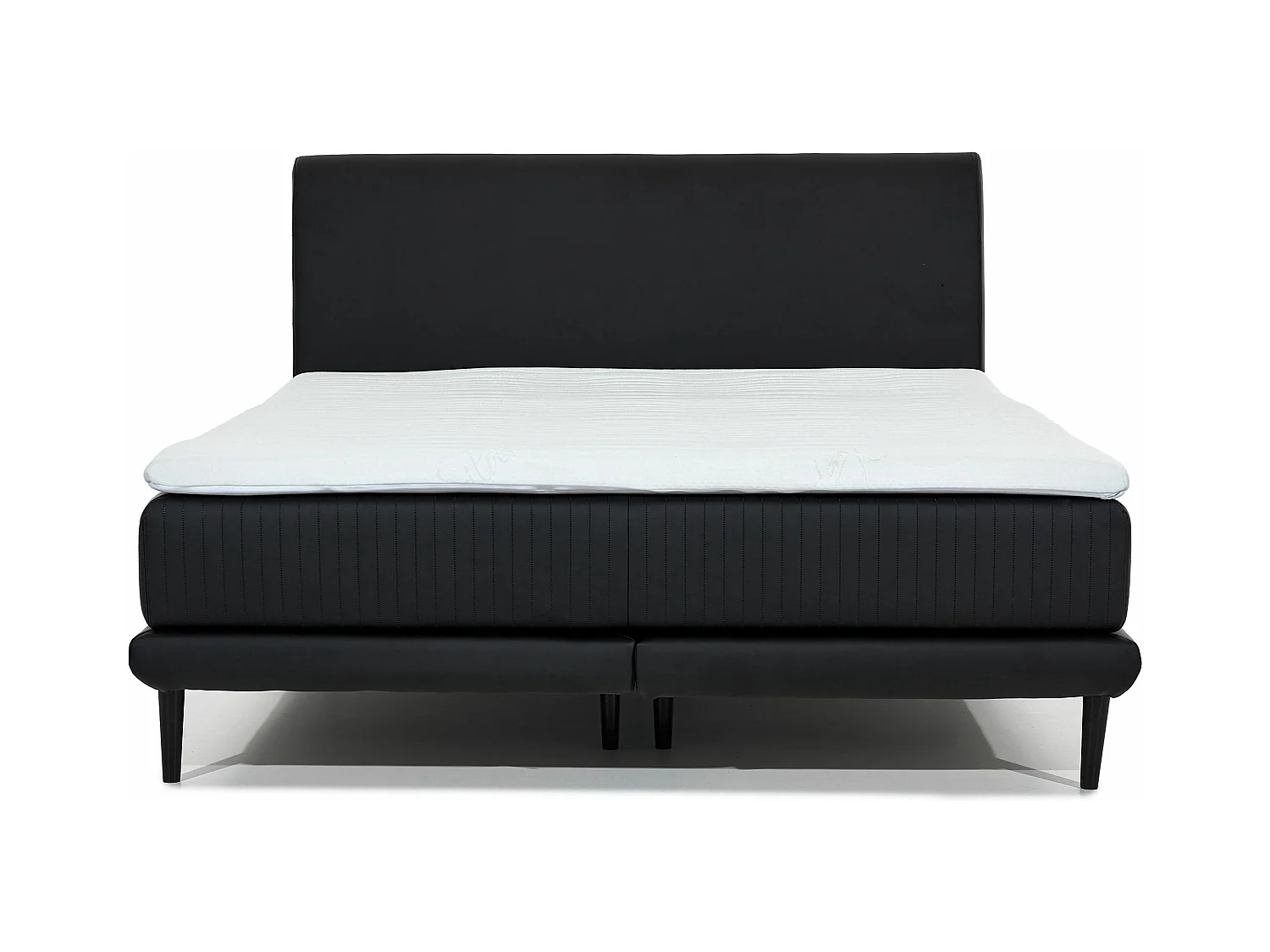 Lit boxspring 160x200 tissu gris sommier et matelas inclus Mastera