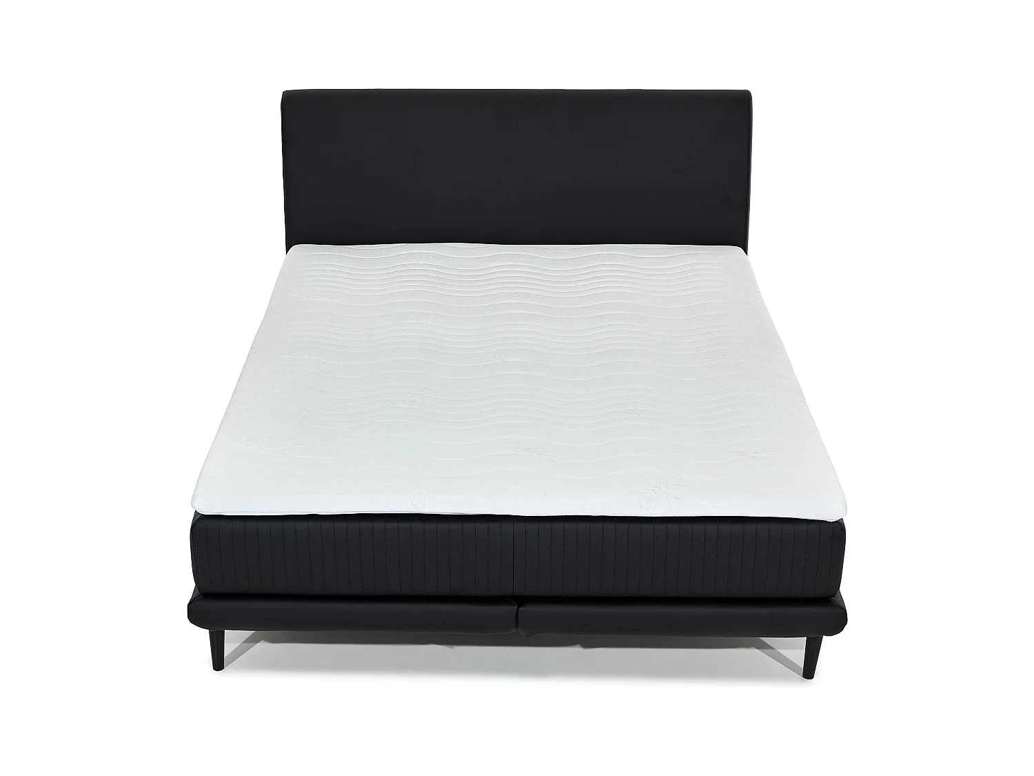 Lit boxspring 160x200 tissu gris sommier et matelas inclus Mastera