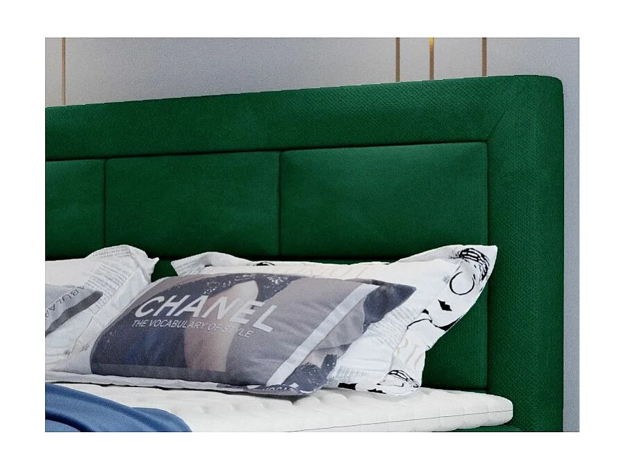 Lit continental velours vert Balore-Couchage 140x200 cm