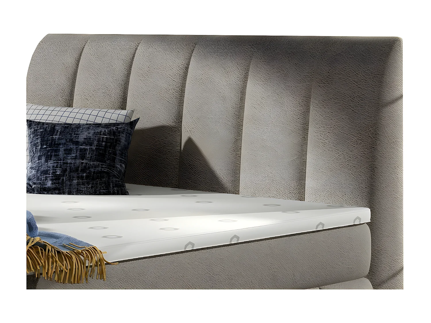 Lit continental matelassé tissu beige Florencia-140x200