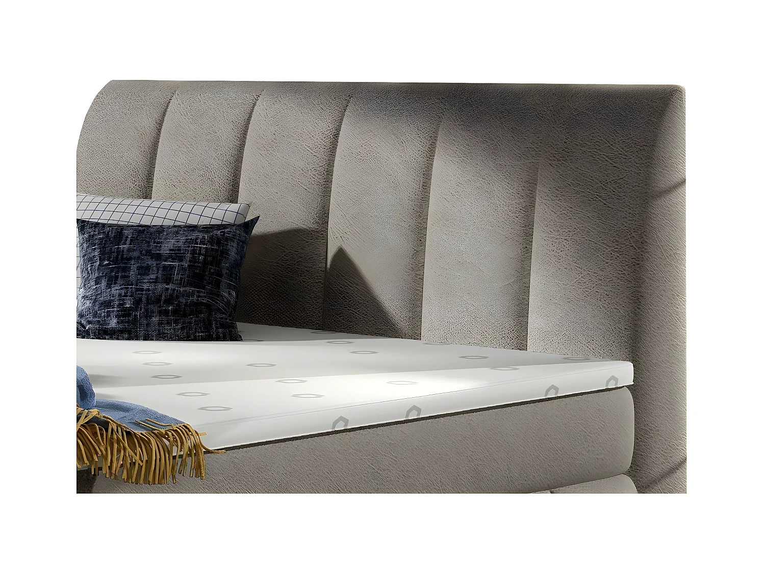 Florencia gewatteerd continentaal bed in beige stof-Slapen 140x200cm