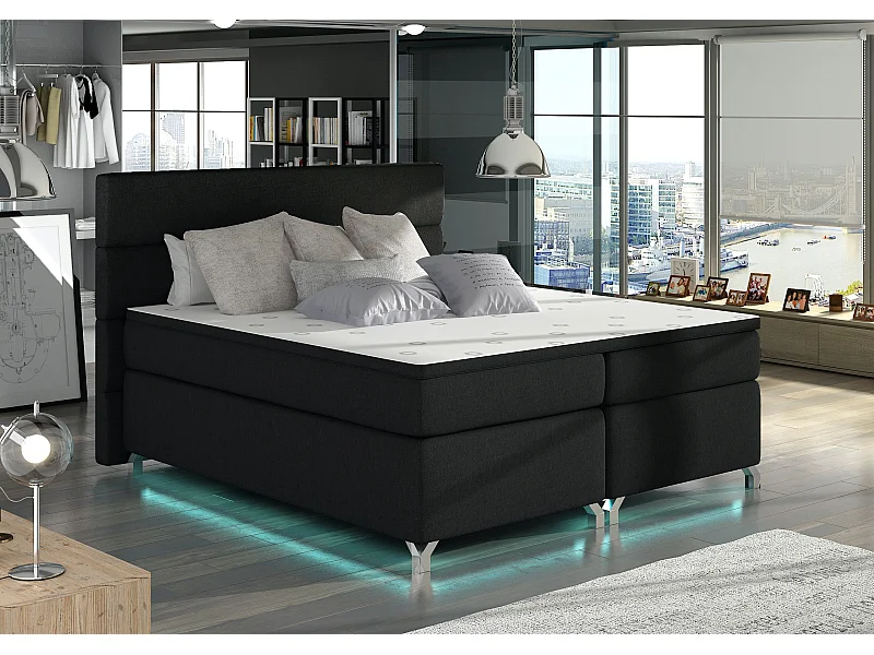 Boxspringbed 180x200 cm zwarte stof Mador