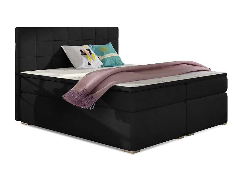 Lit chambre d'hôtel avec matelas tissu noir Alko-180x200