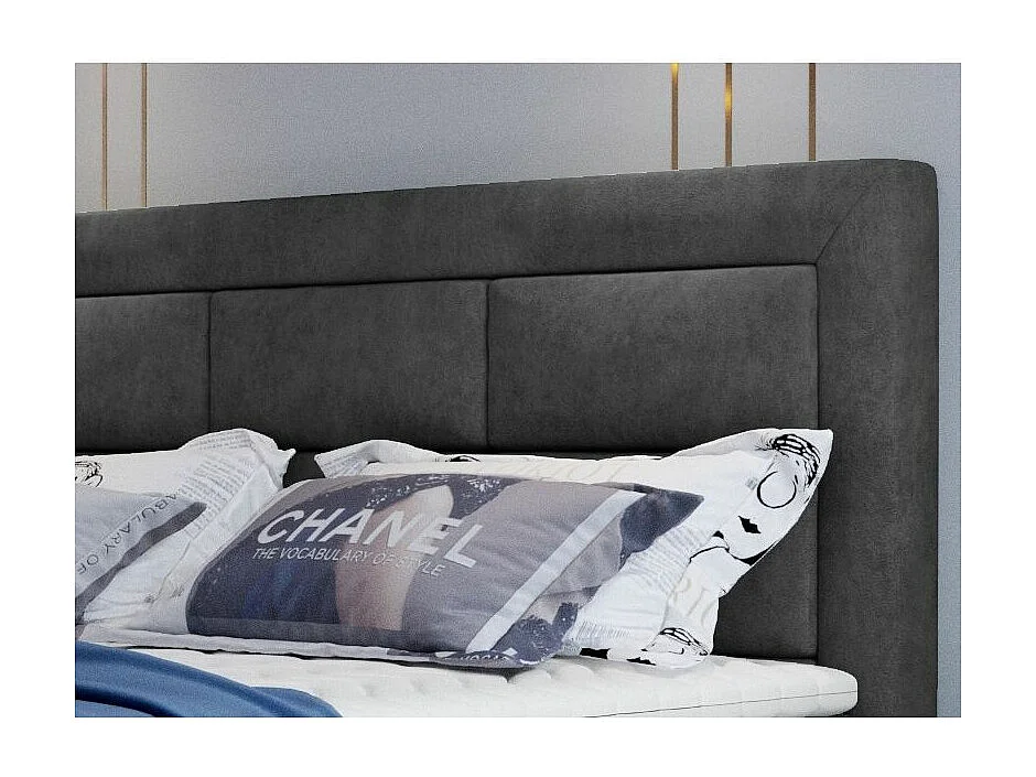 Lit continental tissu gris foncé Balore-Couchage 180x200 cm