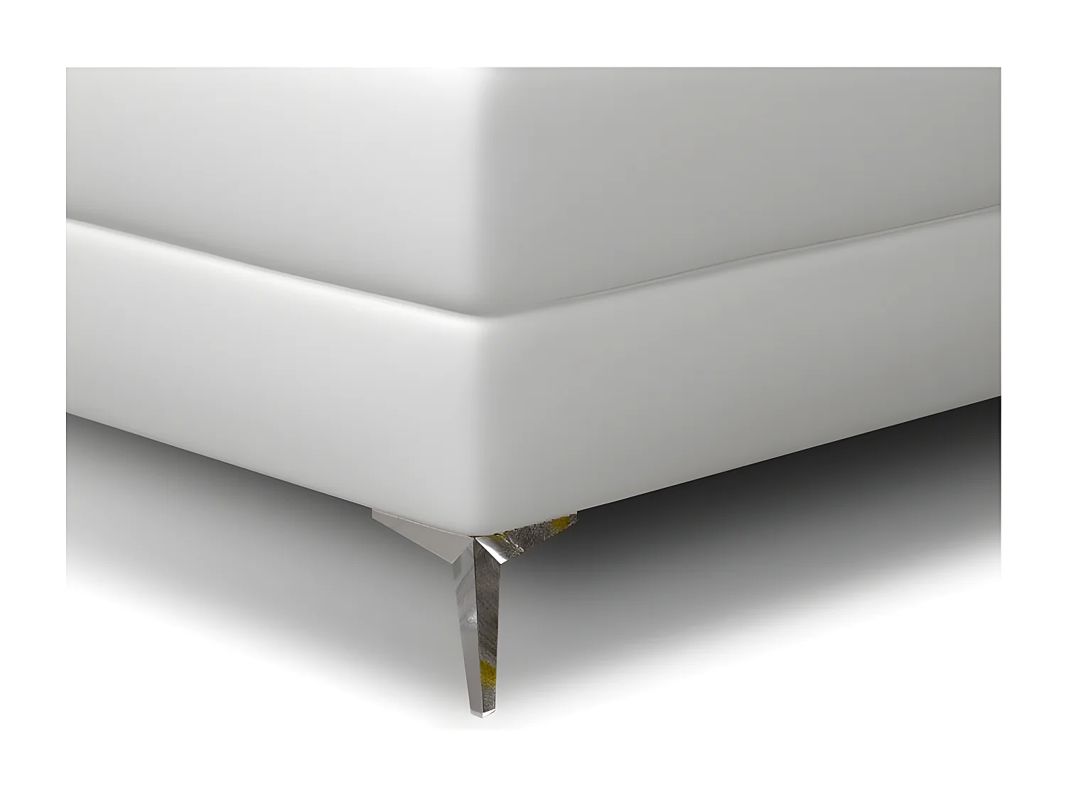 Lit design continental avec tête de lit capitonnée strass simili cuir blanc Banky-180x200