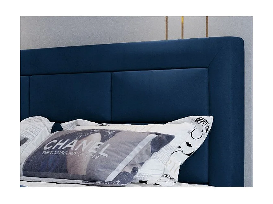 Balore continentaal bed van petroleumblauw fluweel-Slapen 160x200cm