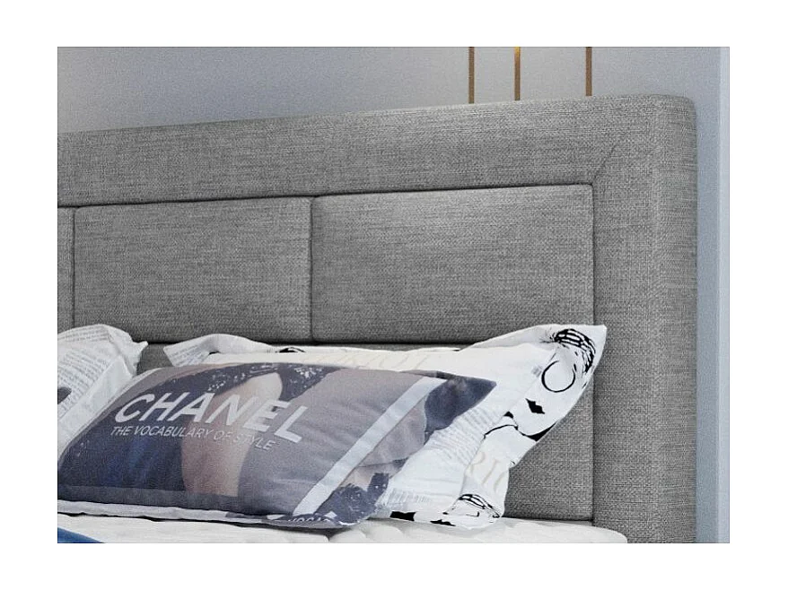 Lit continental tissu gris clair chiné Balore-Couchage 160x200 cm