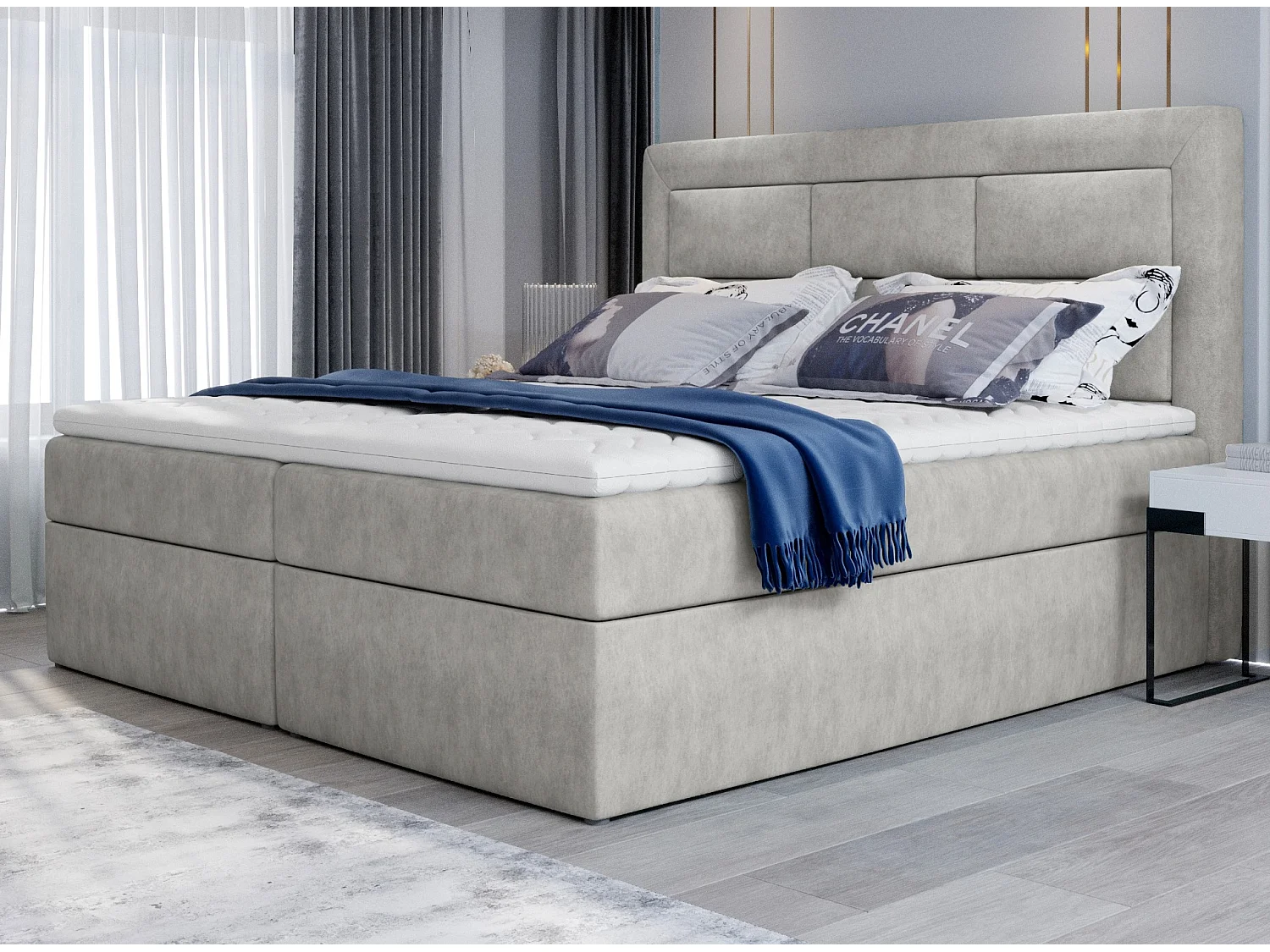 Balore continentaal bed van beige stof-Slapen 180x200cm
