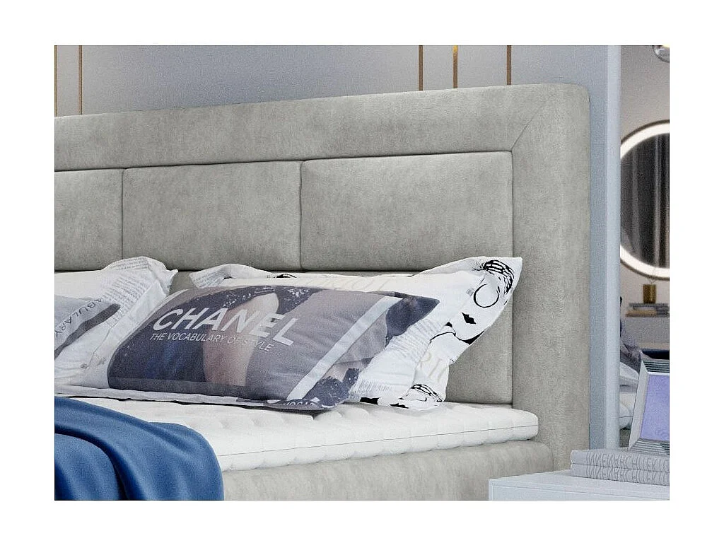 Lit continental tissu beige Balore-Couchage 180x200 cm