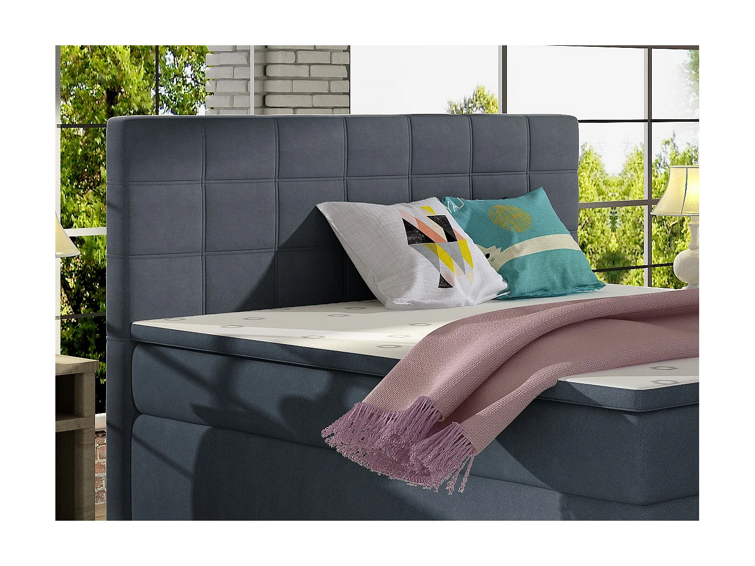 Hotelkamerbed met matras van Alko-turquinblauwe stof-Slapen 160x200cm