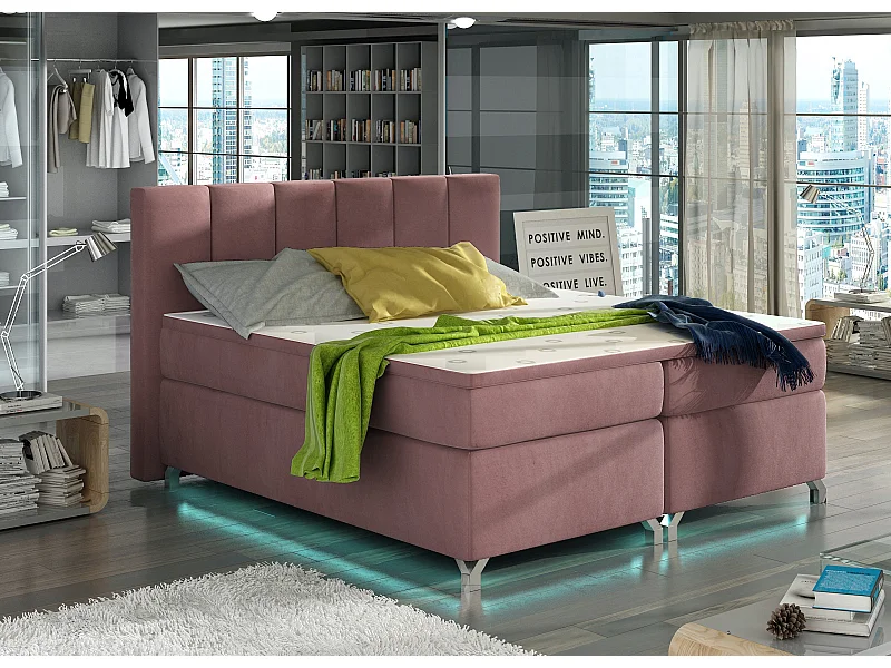 Boxspringbed 160x200 cm lichtroze fluweel Balfor