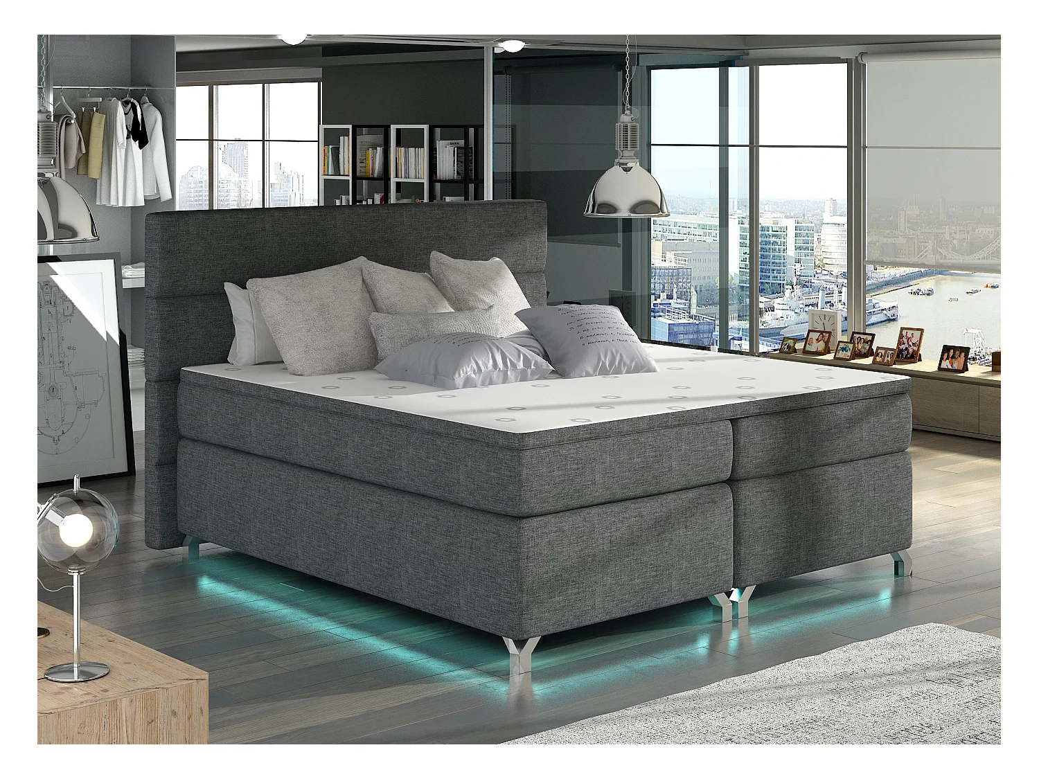 Boxspringbed 180x200 cm antraciet stof Mador