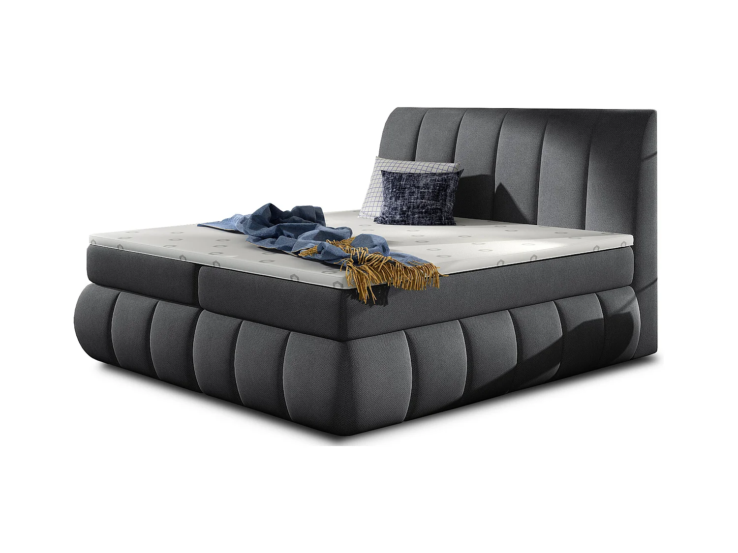 Lit continental matelassé tissu gris Florencia-160x200