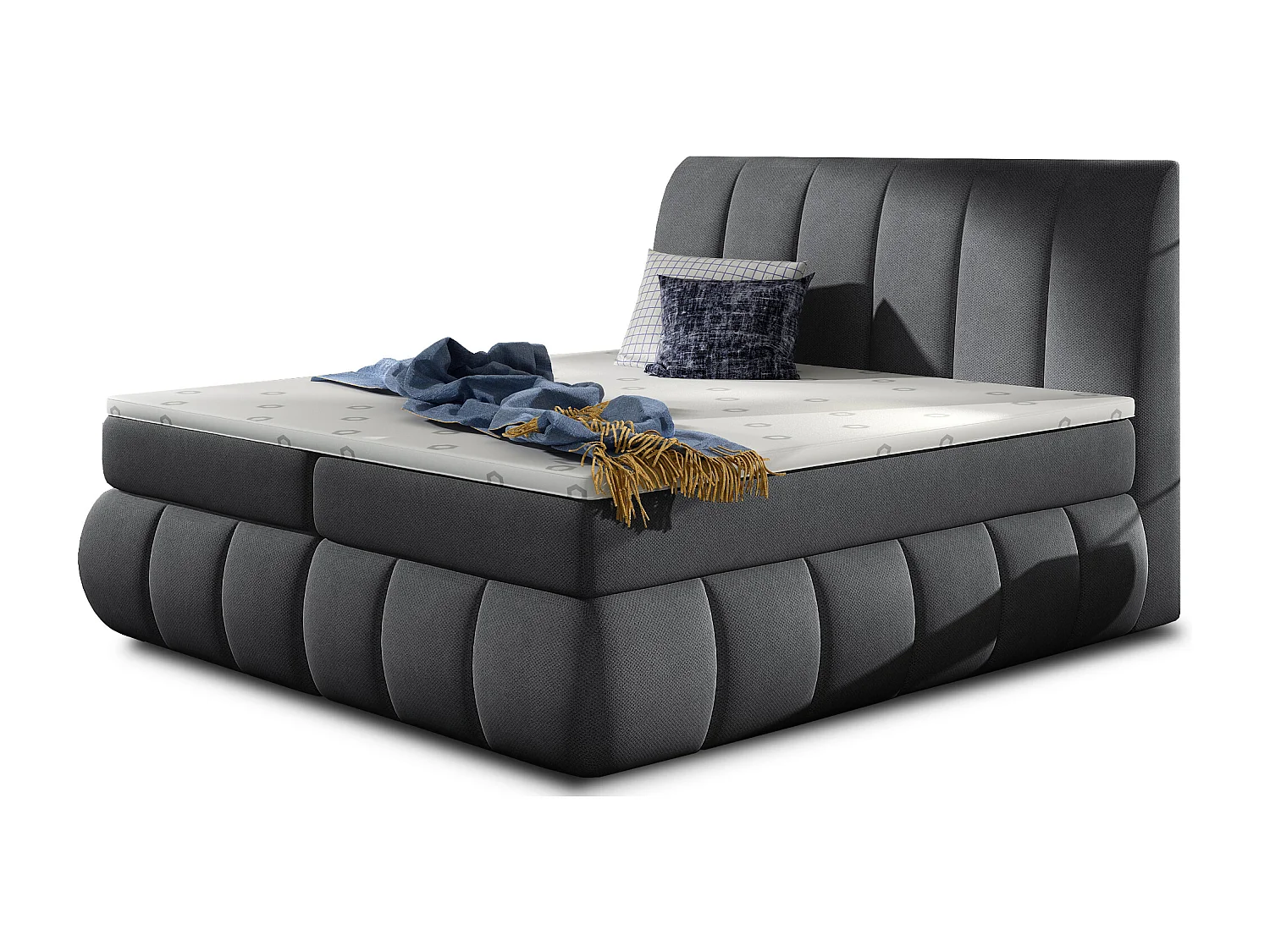 Lit continental matelassé tissu gris Florencia-160x200