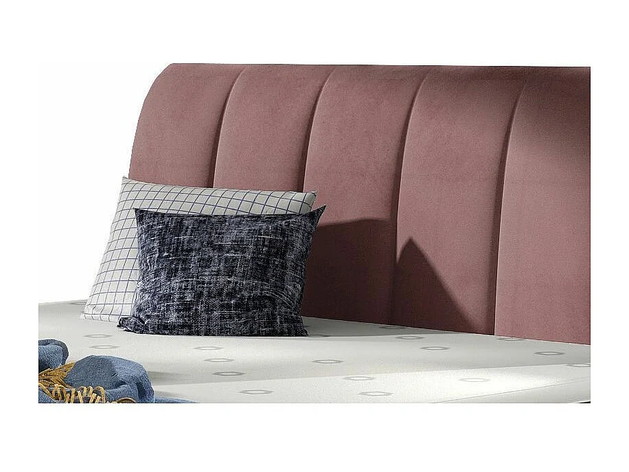 Lit continental matelassé velours rose Florencia-180x200