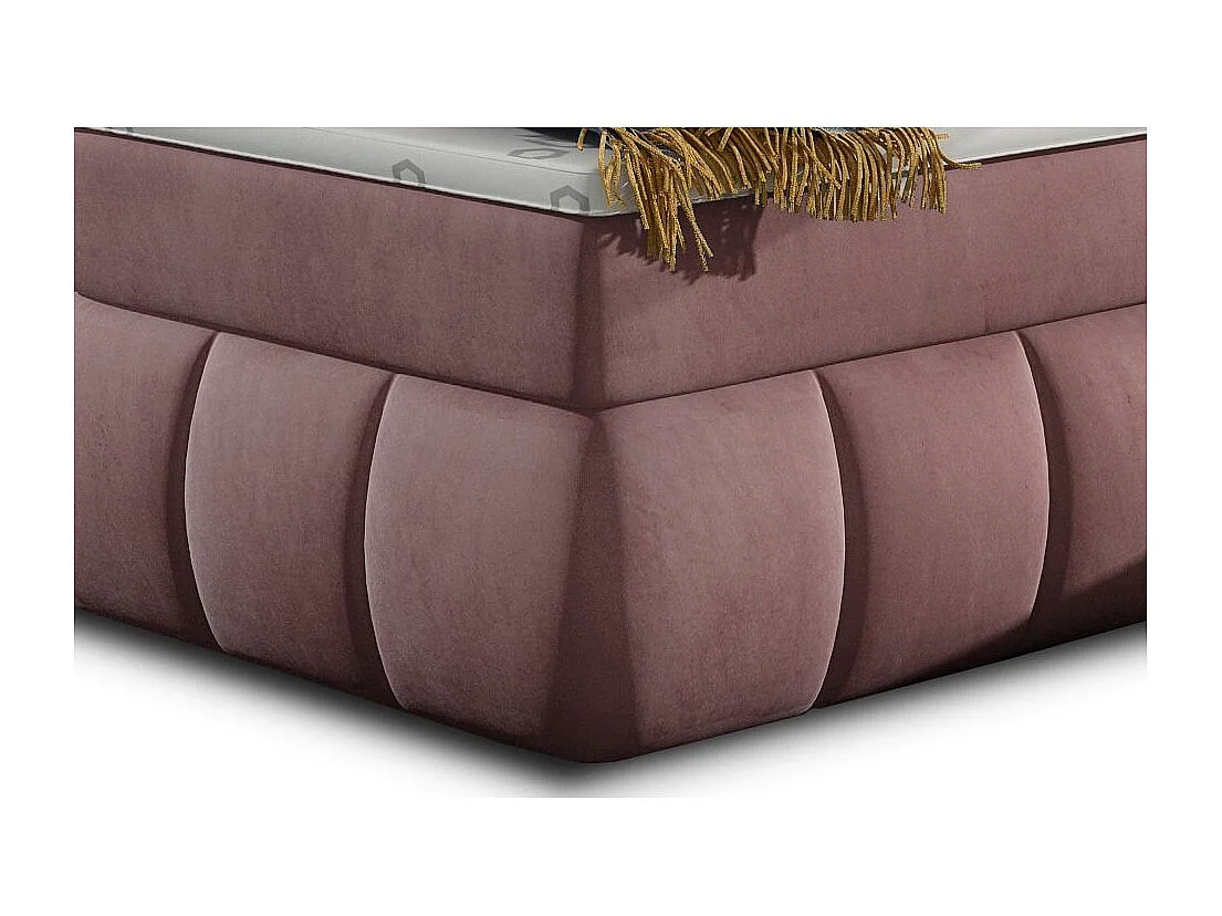 Lit continental matelassé velours rose Florencia-180x200