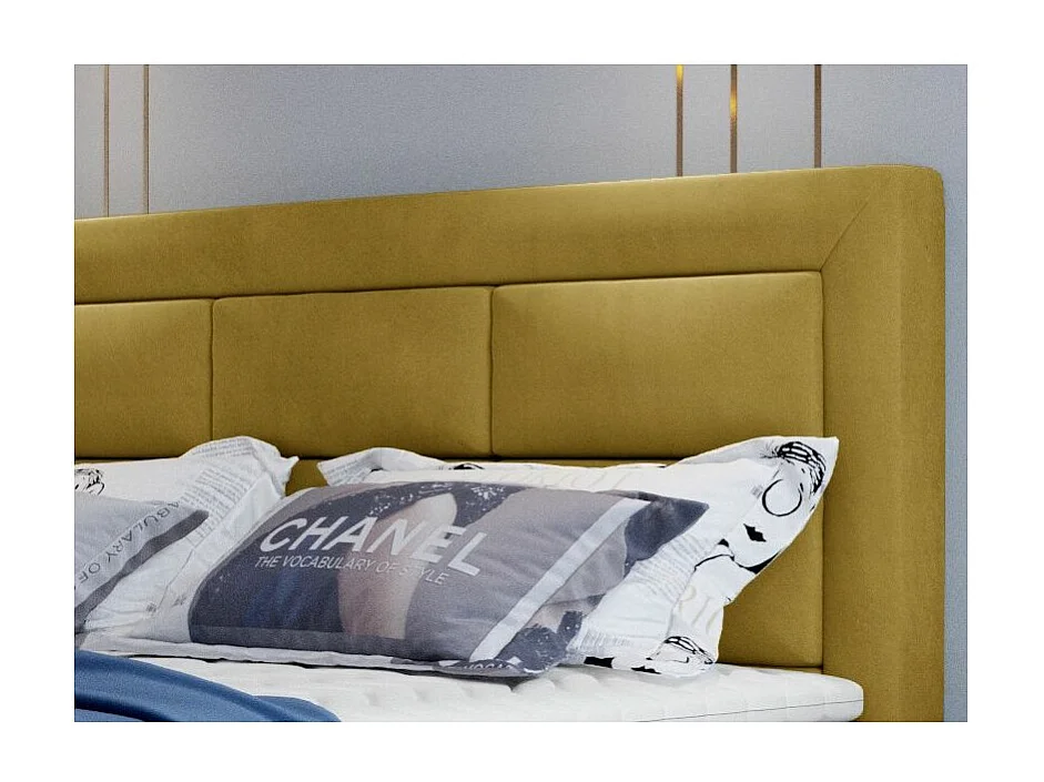 Lit continental velours jaune Balore-Couchage 140x200 cm