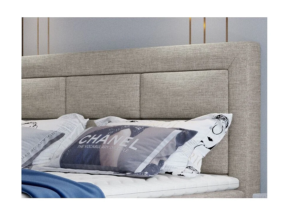 Lit continental tissu beige clair Balore-Couchage 140x200 cm