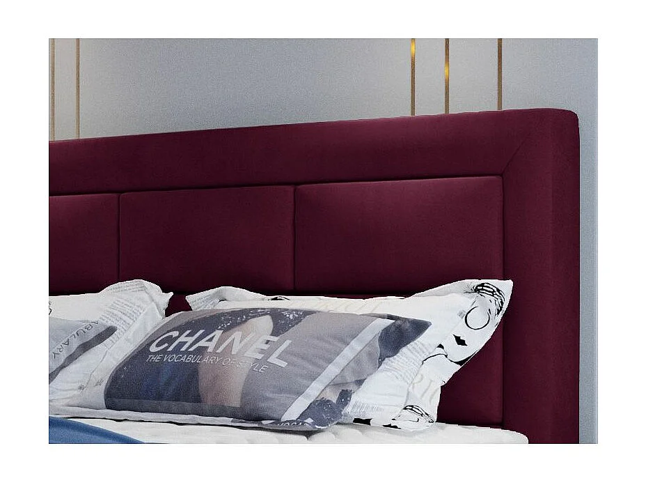 Lit continental velours prune Balore-Couchage 160x200 cm