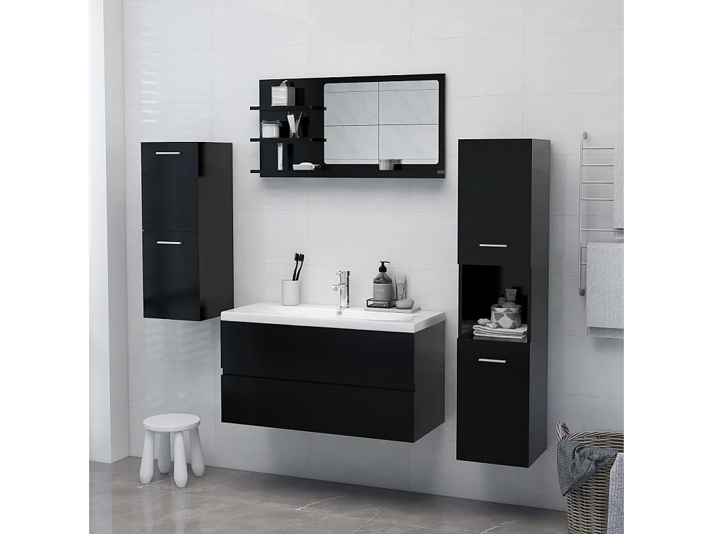 Miroir de salle de bain Noir 90x10,5x45