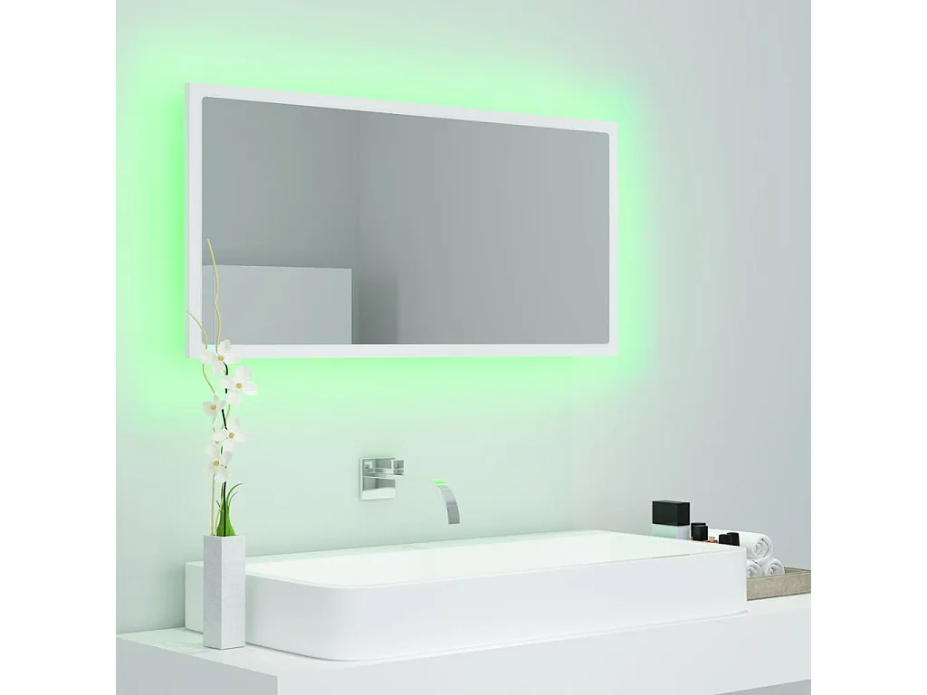 Miroir à LED de salle de bain Blanc 90x8,5x37