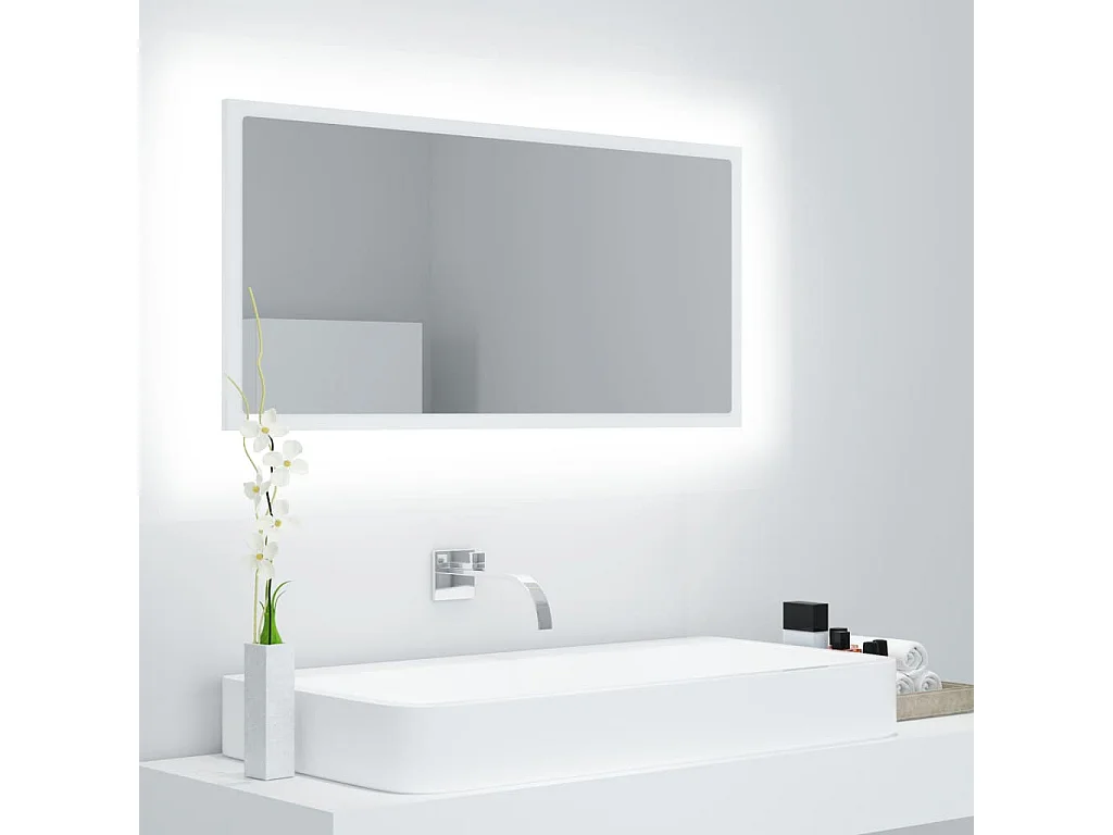 Miroir à LED de salle de bain Blanc 90x8,5x37