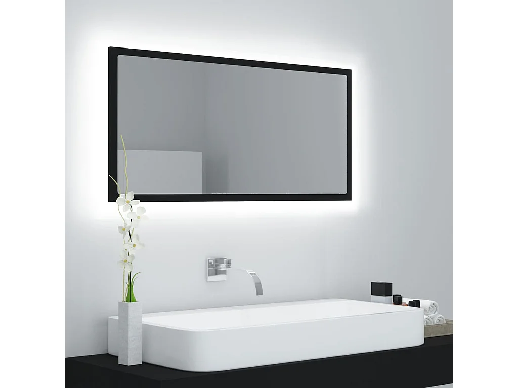 Badkamerspiegel LED 90x8,5x37 cm acryl zwart