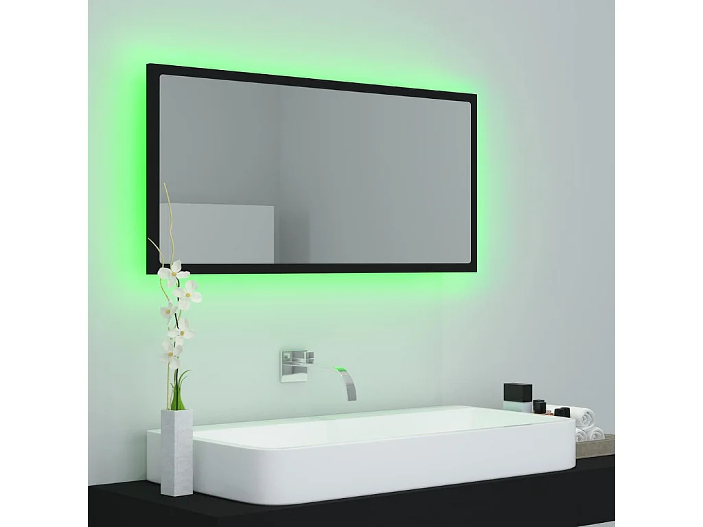 Badkamerspiegel LED 90x8,5x37 cm acryl zwart