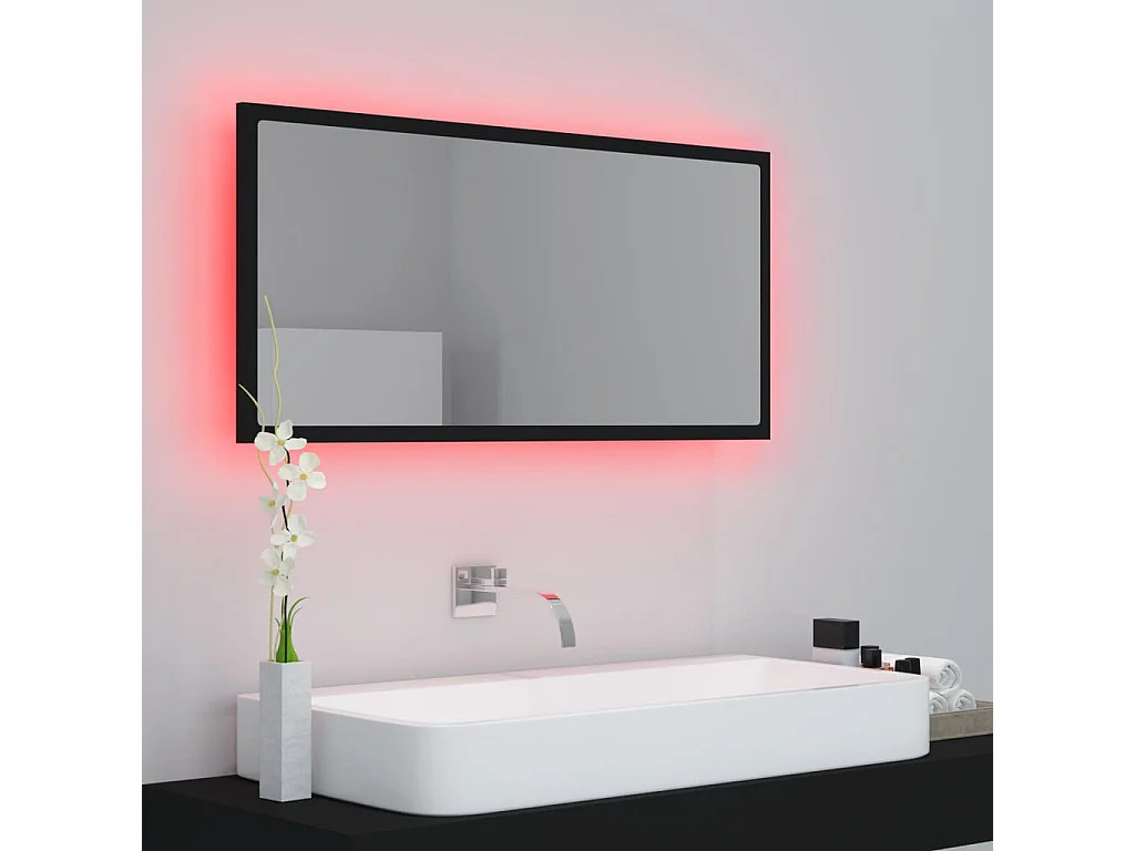 Miroir à LED de salle de bain Noir 90x8,5x37