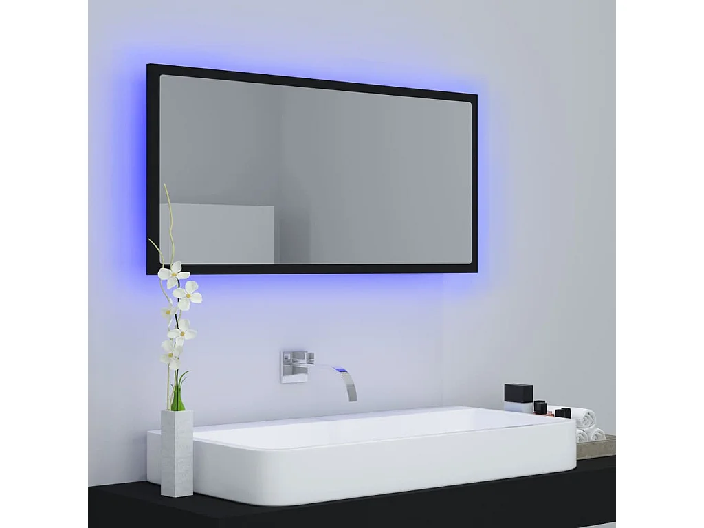 Miroir à LED de salle de bain Noir 90x8,5x37