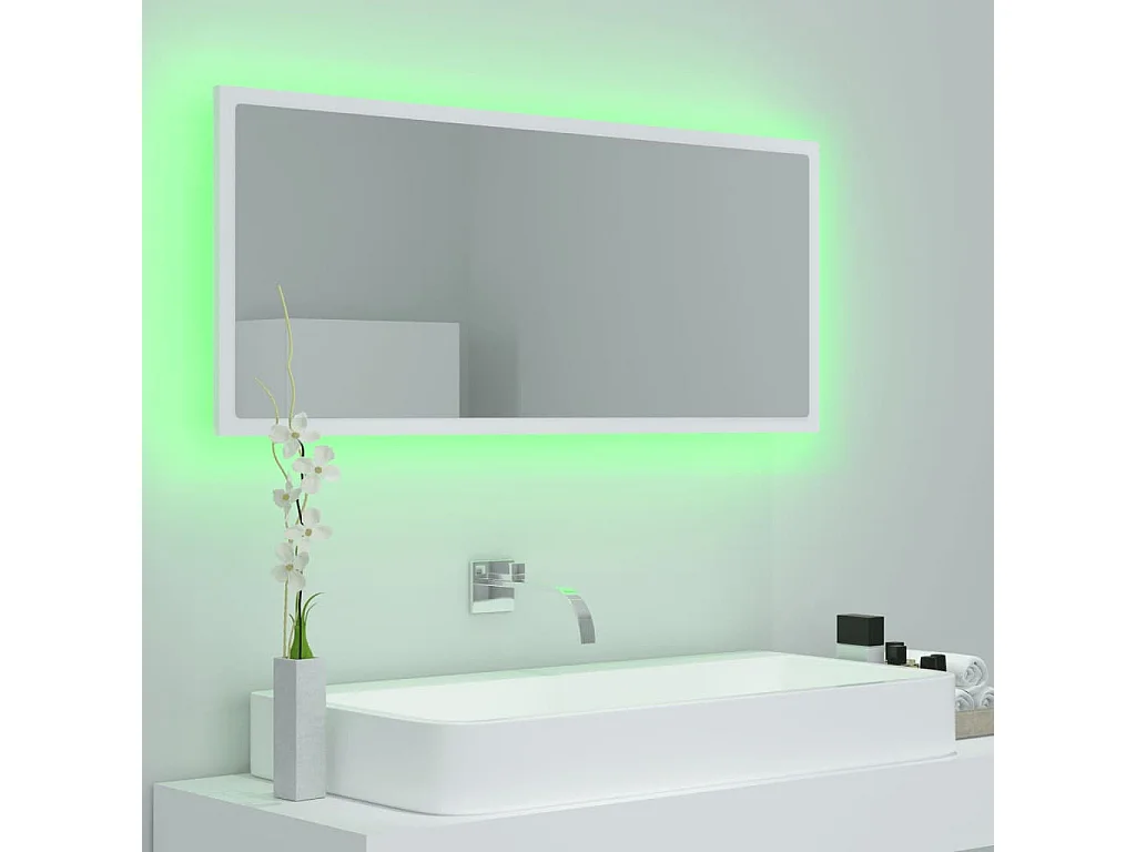 Miroir à LED de salle de bain Blanc 100x8,5x37